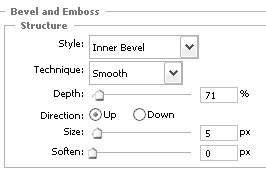 Bevel and Emboss settings